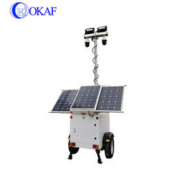 Solar Power Supply Mobile Surveillance Trailers , Mast Mobile Solar Trailer 10ft- 20ft