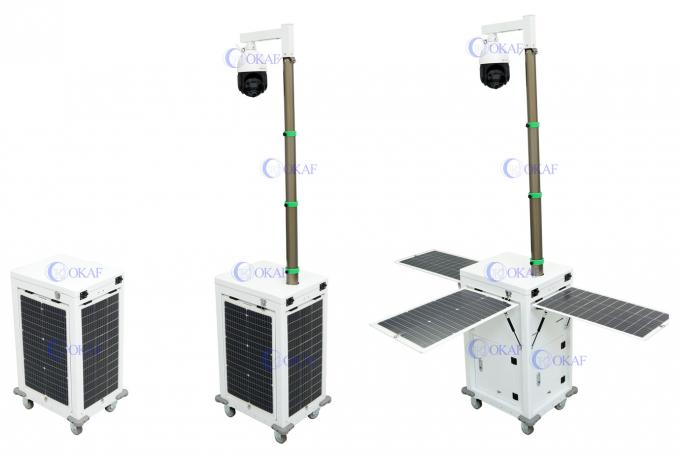 निर्माण स्थल निगरानी के लिए 4जी एआई कैमरा सौर ऊर्जा संचालित मोबाइल सुरक्षा कैबिनेट 0
