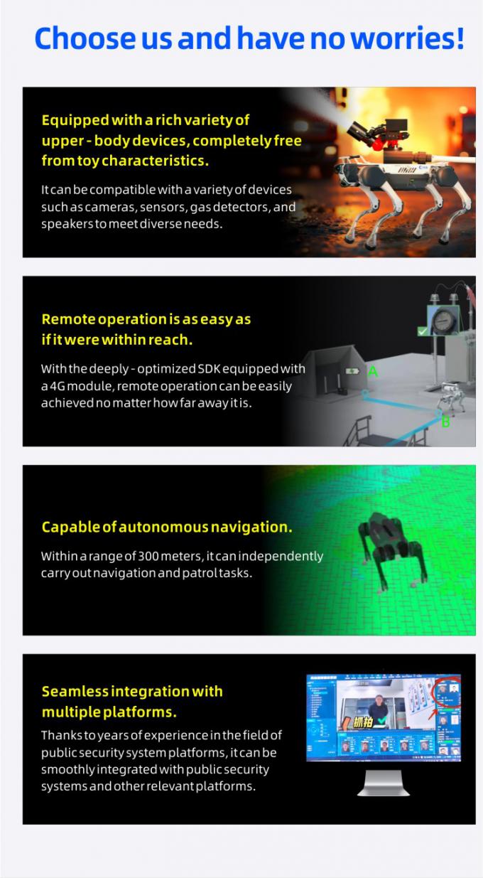 ओकेएएफ एआई निगरानी स्वायत्त सुरक्षा गश्ती रोबोट औद्योगिक गार्ड रोबोट कुत्ता स्मार्ट सुरक्षा चौगुना रोबोट 1