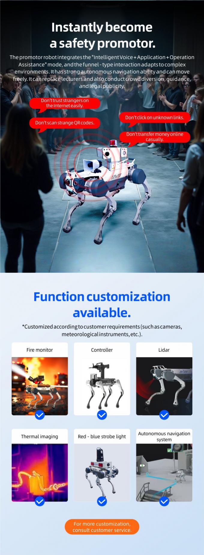 ओकेएएफ एआई निगरानी स्वायत्त सुरक्षा गश्ती रोबोट औद्योगिक गार्ड रोबोट कुत्ता स्मार्ट सुरक्षा चौगुना रोबोट 6